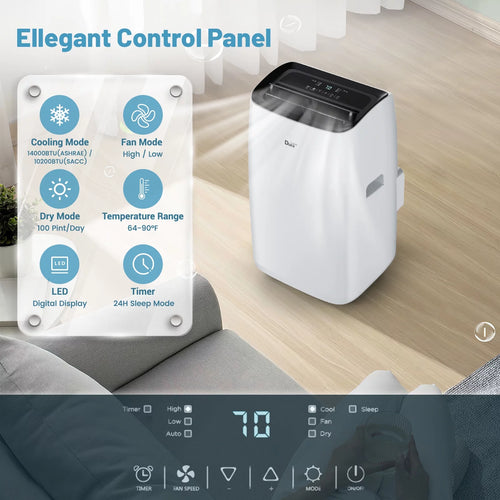 14000 BTU Portable Air Conditioner with Dehumidifier and Cooling Fan V737