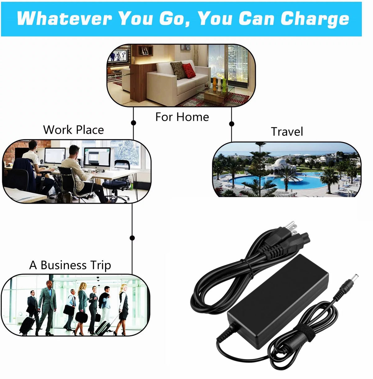 Compatible AC / DC Adapter Replacement Power Supply Cord Cable C451779