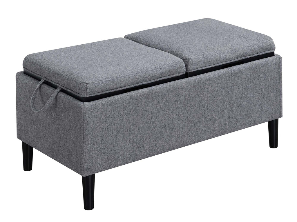 Soft Gray Fabric Storage Ottoman with Reversible Trays W2584