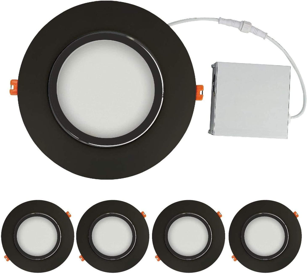 Black Trim 12W Ultra-Thin Canless Recessed Gimbal Downlight 4 Pack X24527