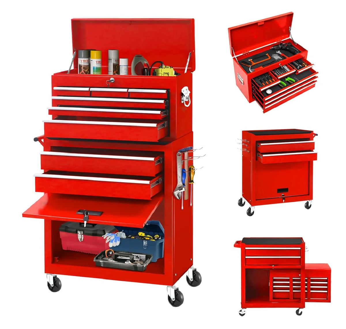 Black 8 Drawer Rolling Metal Tool Chest H538819