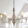 6 Light Rustic Candle Chandelier with Imitation Wood Finish C408