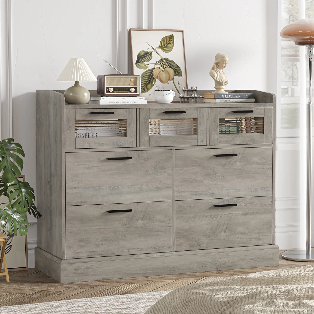 White 7 Drawer Wood Dresser C3596