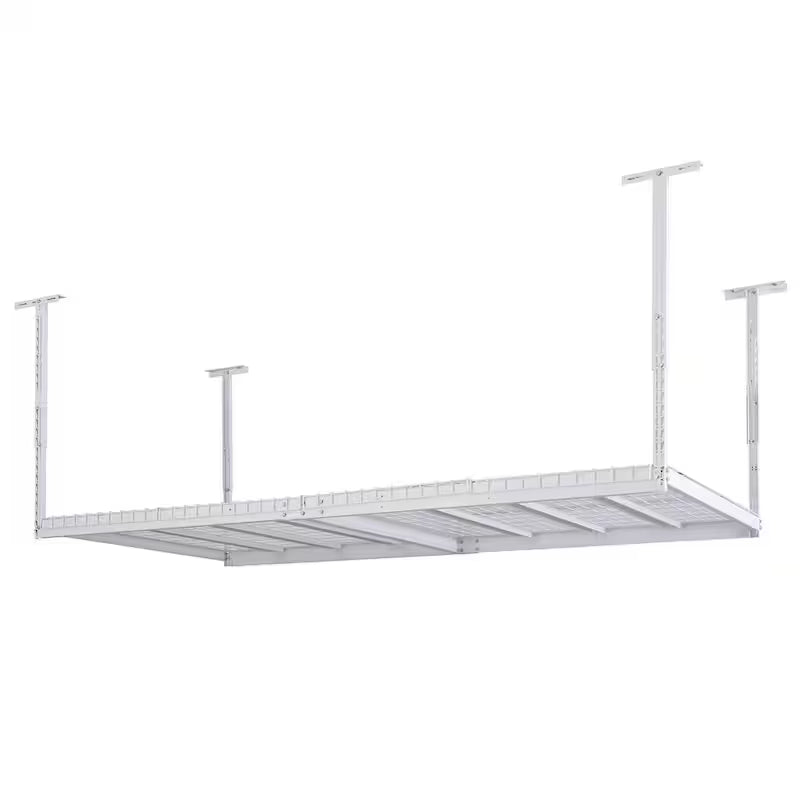 Adjustable Height White Overhead Ceiling Storage Rack C492