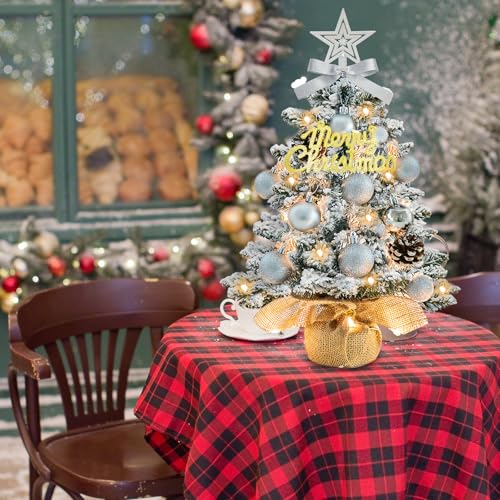 White 22 Inch Mini Artificial Christmas Tree with Lights S58664