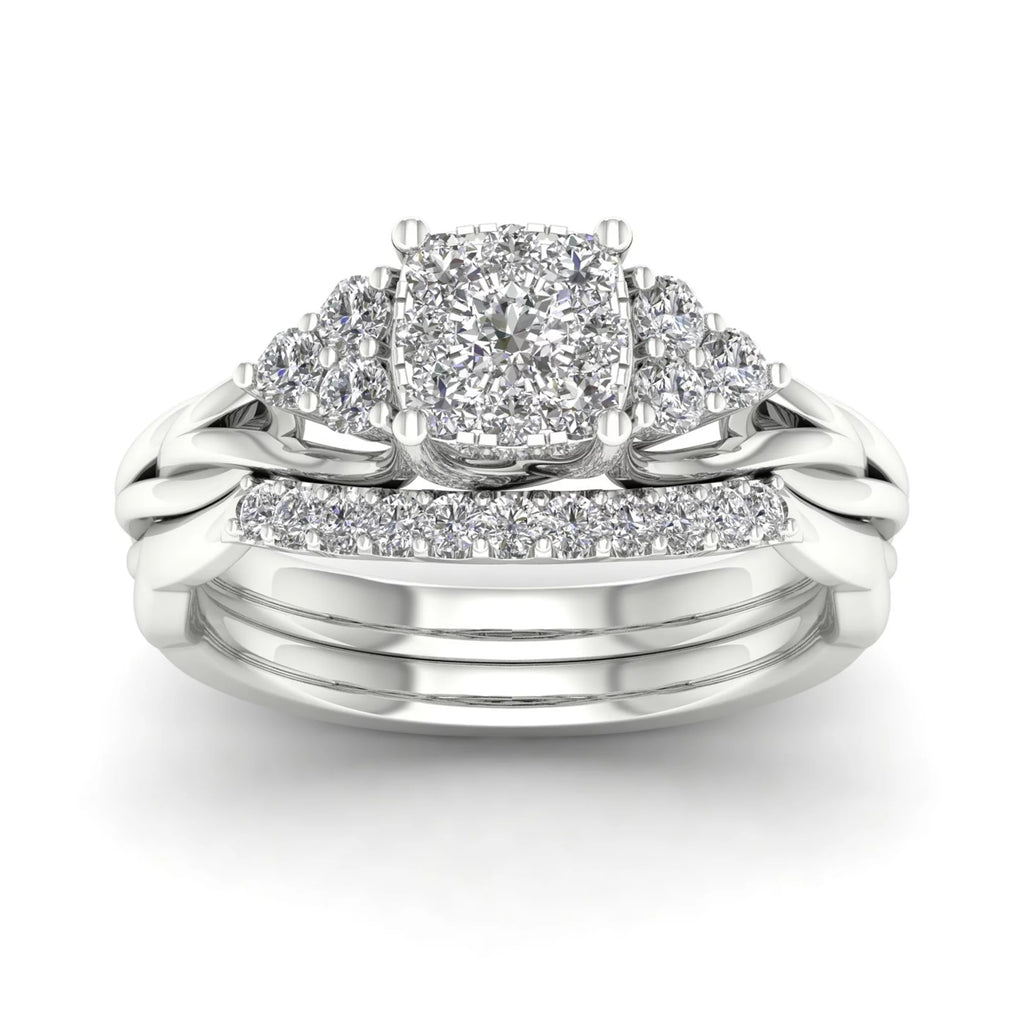Diamond 10K White Gold Bridal Ring Set J8634