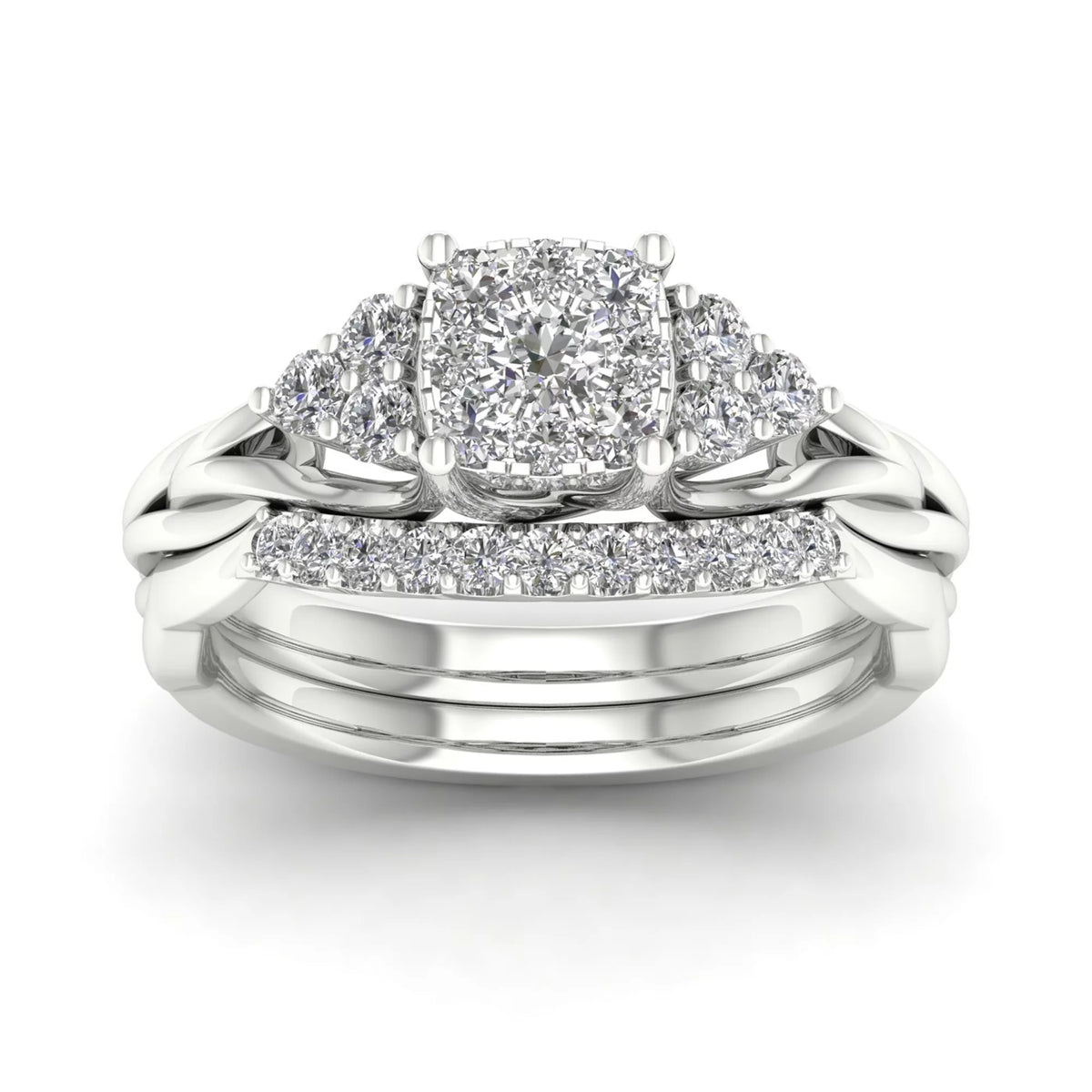 Diamond 10K White Gold Bridal Ring Set J8634