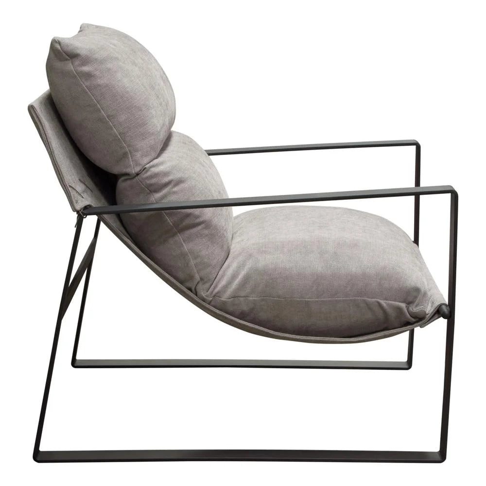 Grey Fabric Accent Chair with Black Metal Frame A424067