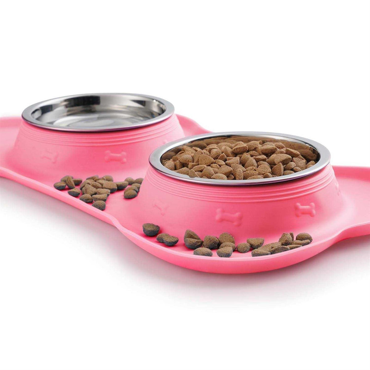 2 Stainless Steel Dog Bowl with Non-Skid Silicone Mat and Food Scoop Z2936