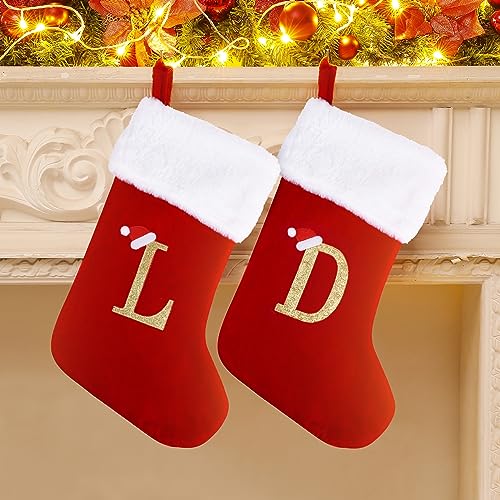 20 Inches Red Velvet Christmas Stockings with Letters D130797