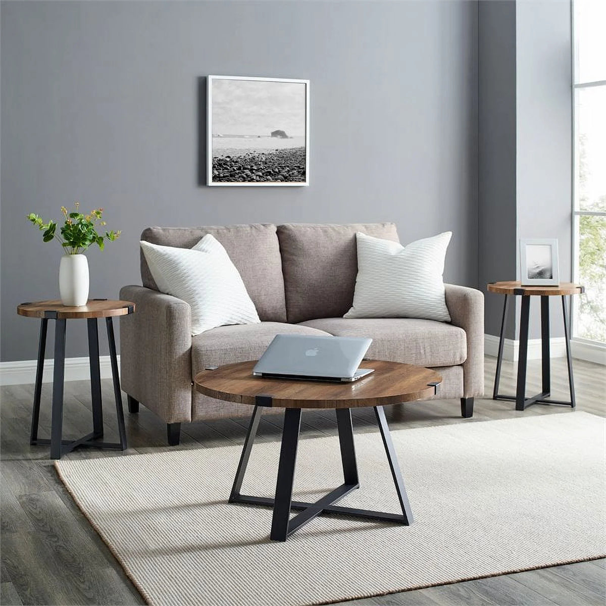 3-Piece Metal Wrap Coffee and End Table Set G90328
