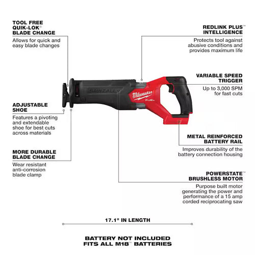 18V Lithium-Ion Brushless Cordless Reciprocating Saw U94379