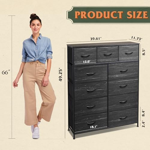 Tall Fabric Dresser with 11 Drawers Z713913