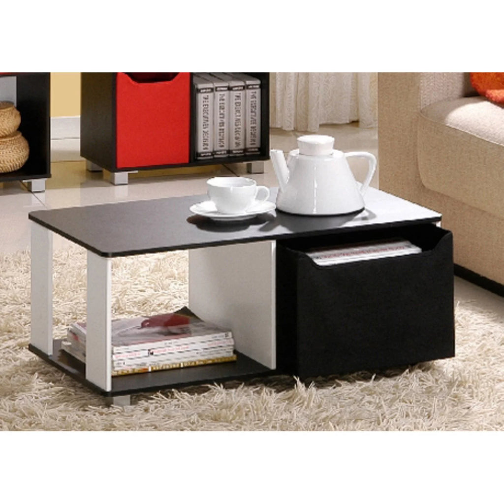 Black Coffee Table with Bin Drawer H91606