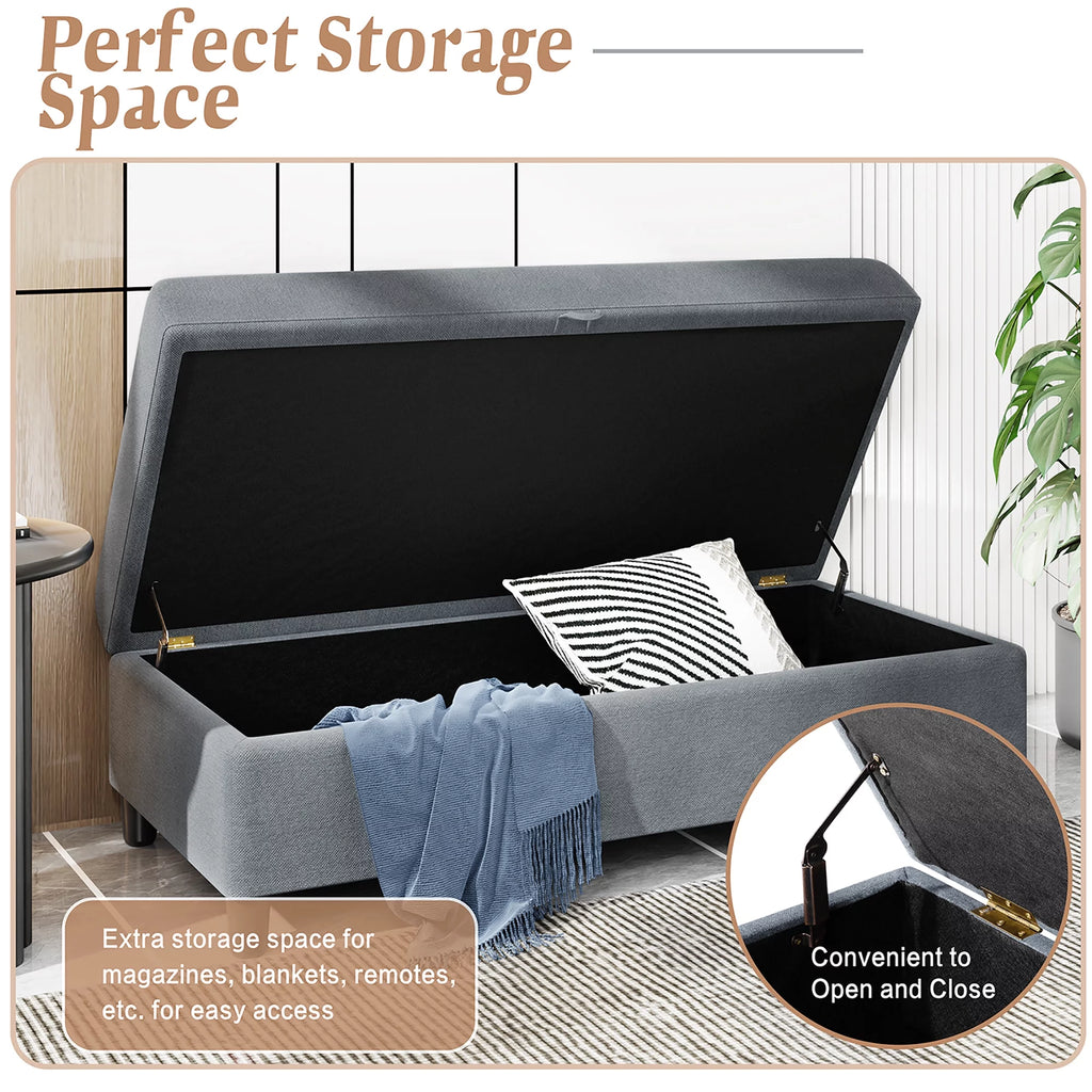 L-Shaped Convertible Sectional Sofa with Storage Ottoman D37353