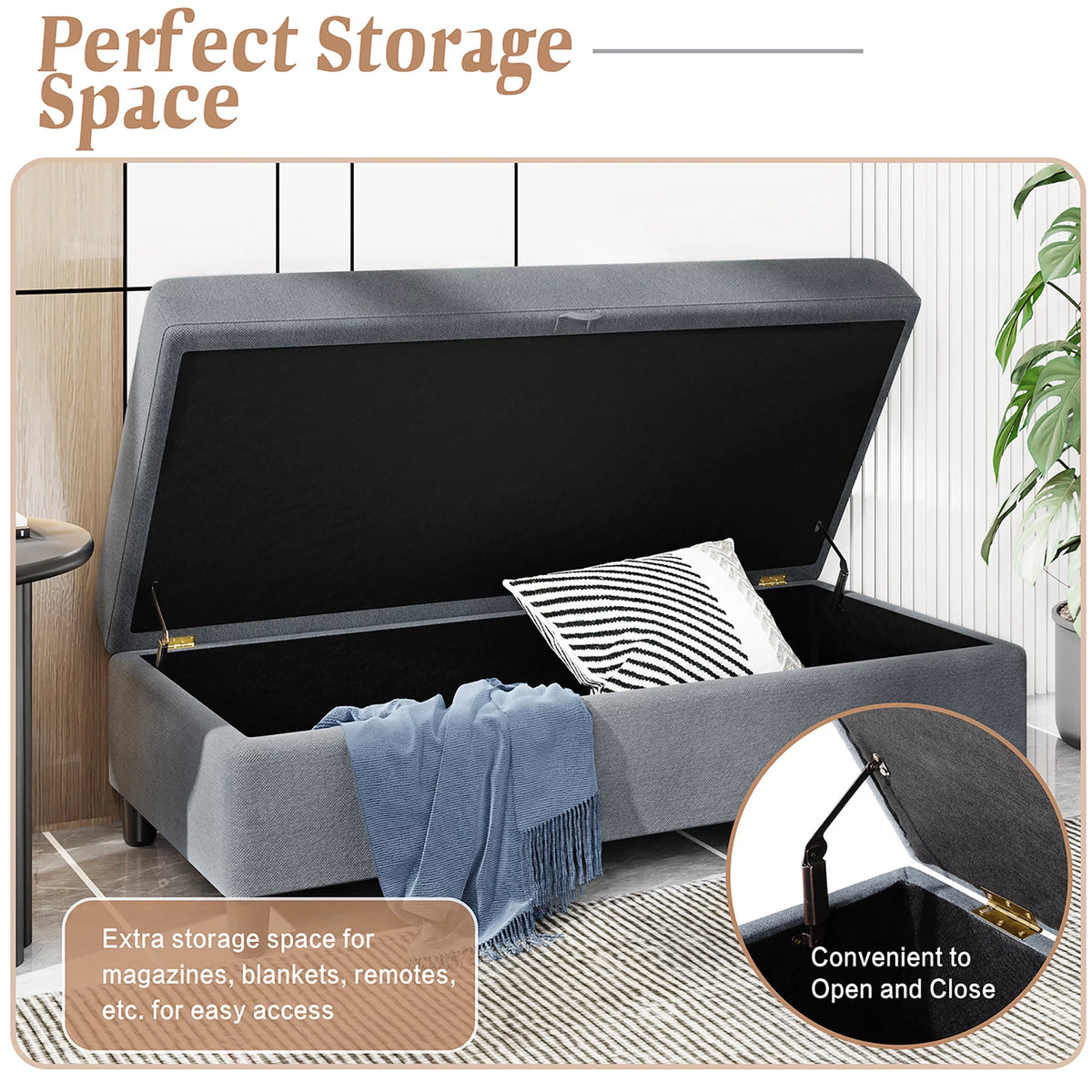 L-Shaped Convertible Sectional Sofa with Storage Ottoman D37353