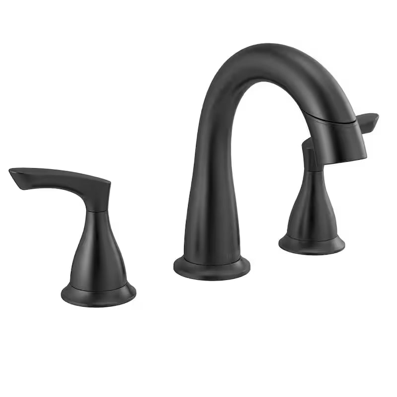 8 in. Double Handle Pull-Down Spout Bathroom Faucet Matte Black Z799