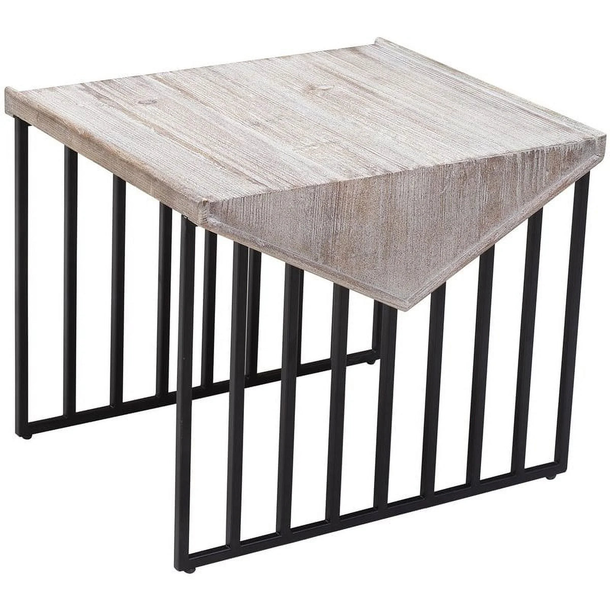Large Wood Top & Metal Base End Table Set of 2 H7326