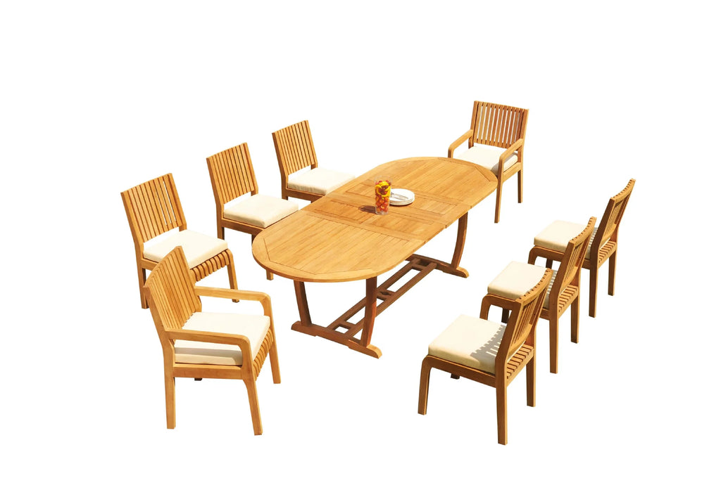 Grade-A Teak 8 Seater 9 Pc Dining Set A399