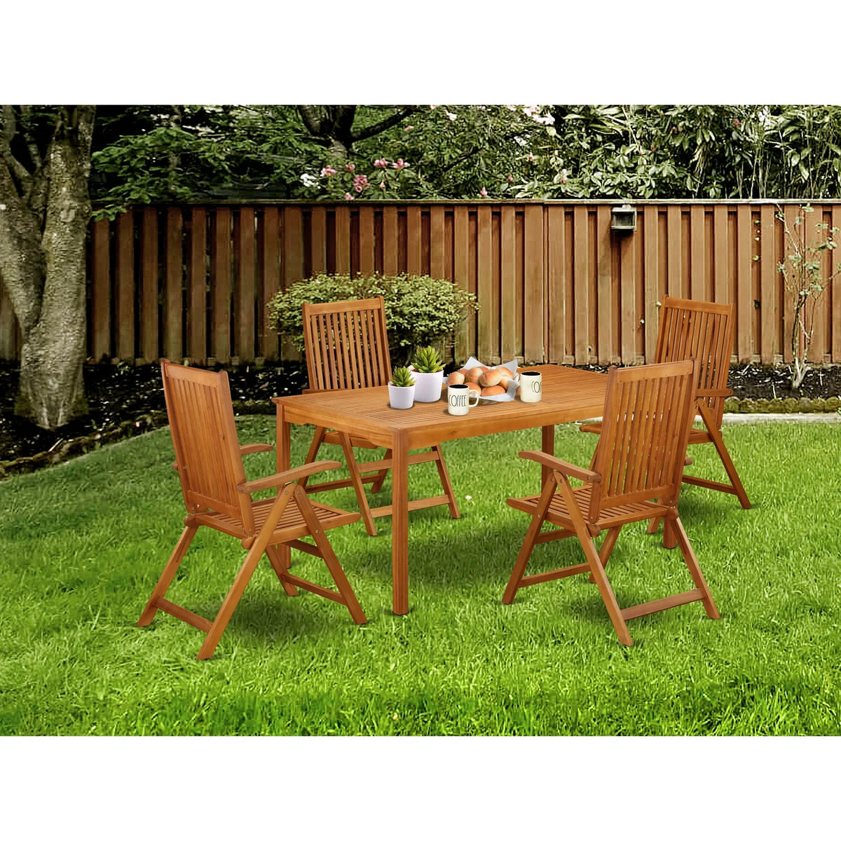 5 Pc Acacia Outdoor Table and Chairs R757