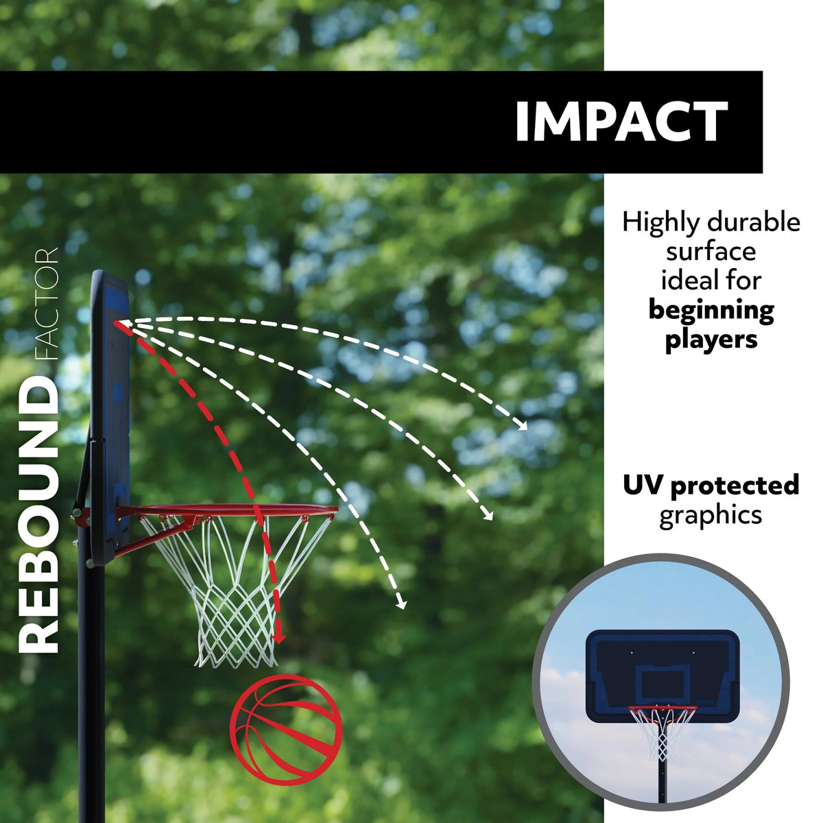 Adjustable Portable Basketball Hoop 44 inch HDPE Plastic T242099