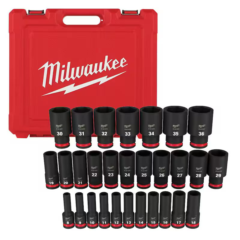 1/2 in. Drive Metric 6 Point Impact Socket Set 29-Piece P112183