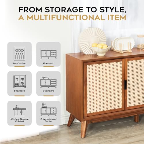 Solid Wood Sideboard with 2 Doors and 3 Drawers S76628