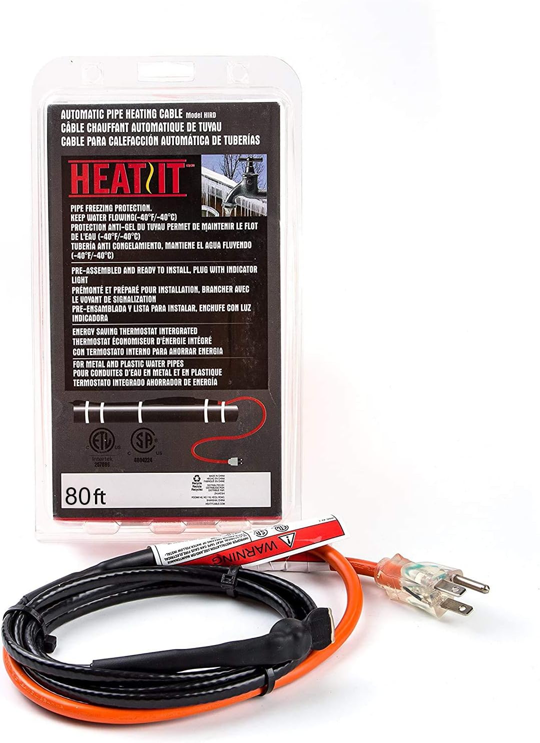 80-feet Pipe Heating Cable with Built-in Thermostat Pack of 2 N664