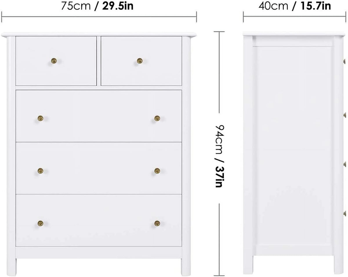 White 5 Drawer Kids Dresser S733855