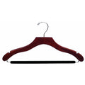 Walnut Suit Hanger with Black Velvet Non-Slip Bar and Notches, Case of 50 N3955