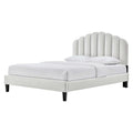 Queen Size Grey Velvet Platform Bed Frame C7461