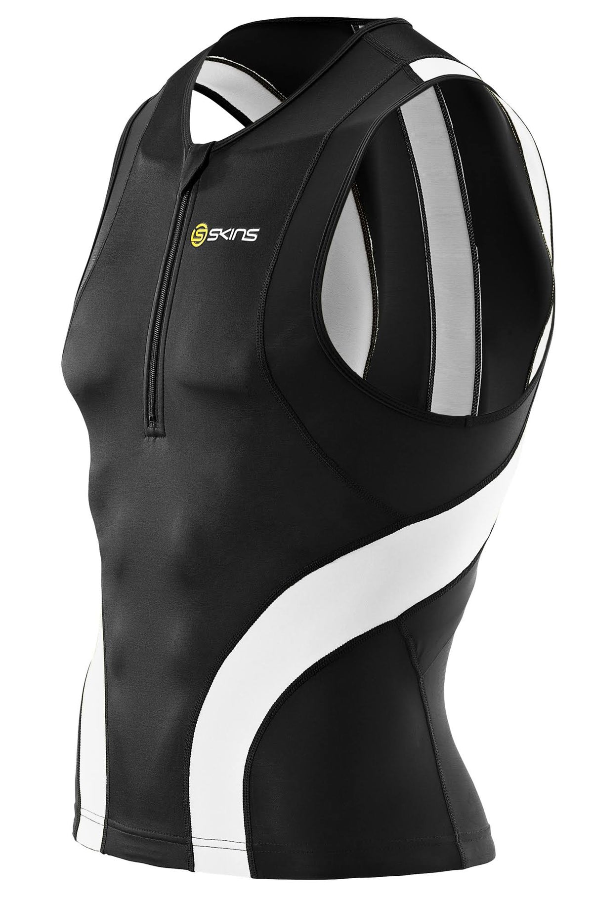 Compression Top with Zip Black/White S E987