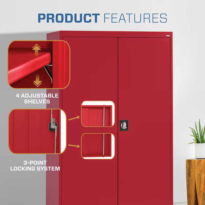Steel Freestanding Garage Cabinet in Red Q8631