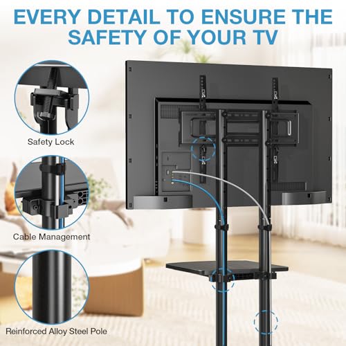 Height Adjustable Rolling TV Stand for 32-75 inch TVs M2755