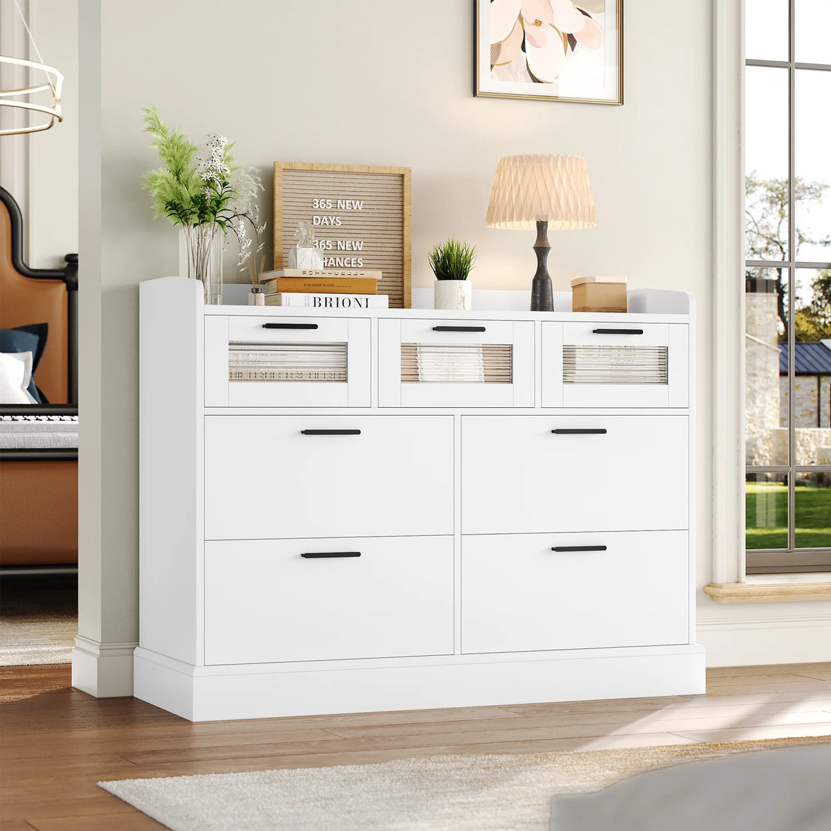 White 7 Drawer Wood Dresser C3596