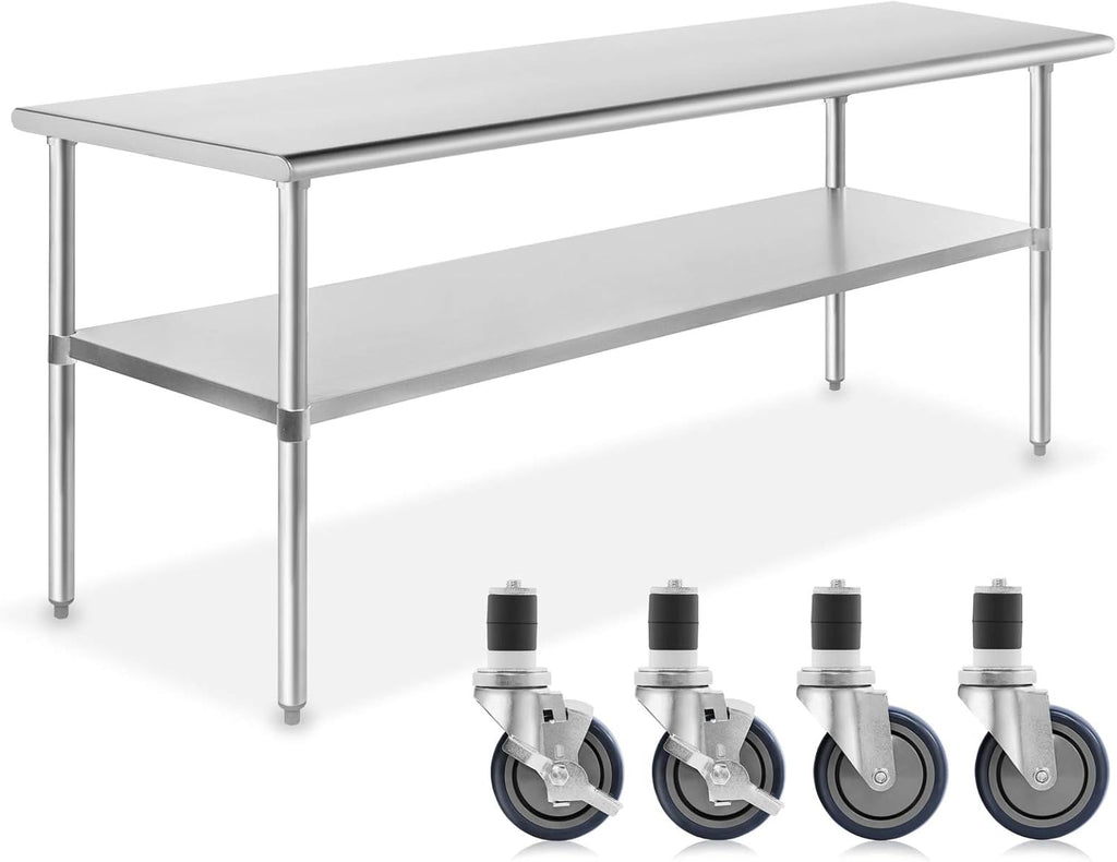 Stainless Steel Commercial Work Table with 4 Casters 48 in. x 24 in. D389