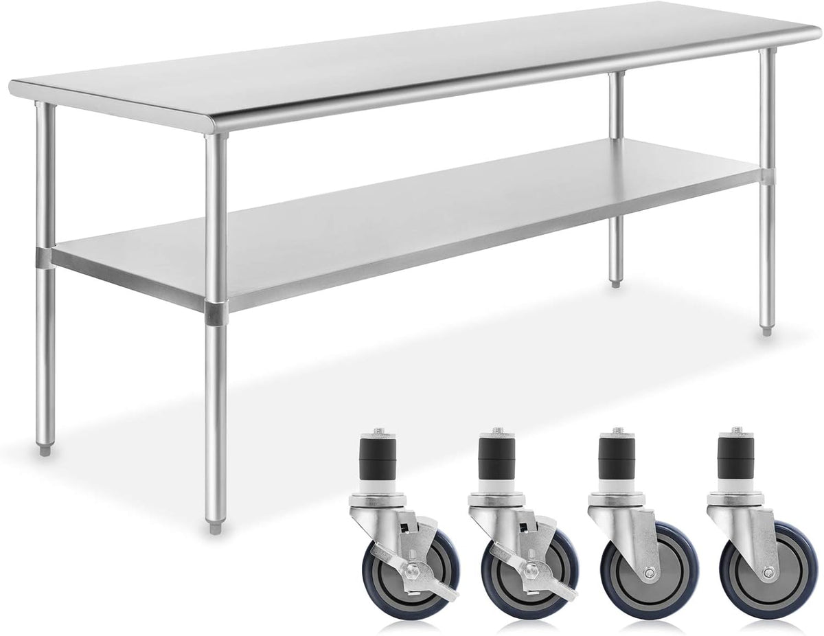Stainless Steel Commercial Work Table with 4 Casters 48 in. x 24 in. D389