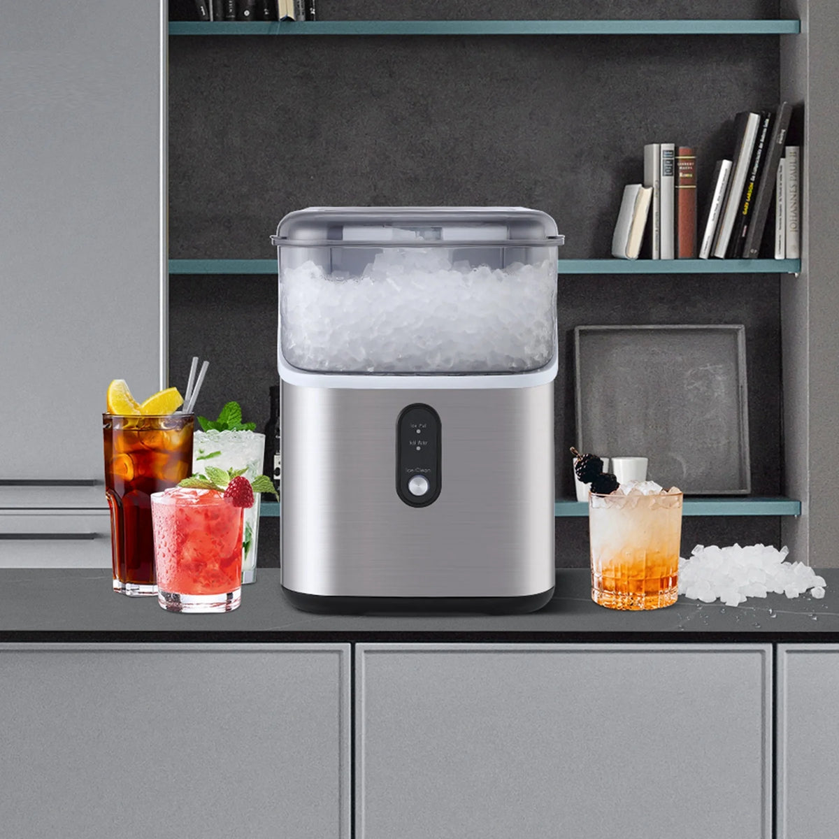 Nugget Ice Maker Countertop Self-Cleaning Stainless Steel J54112