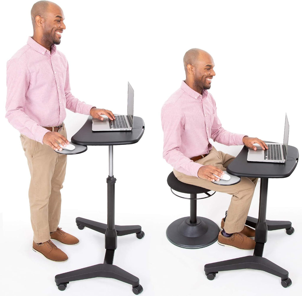 Mobile Podium with Pull Out Mouse Pad & Cup Holder, Black H12309
