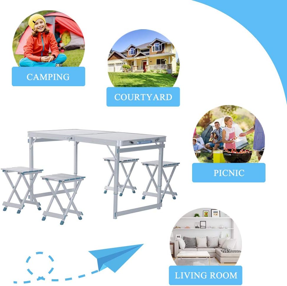 Folding Picnic Table with 4 Stools E962169