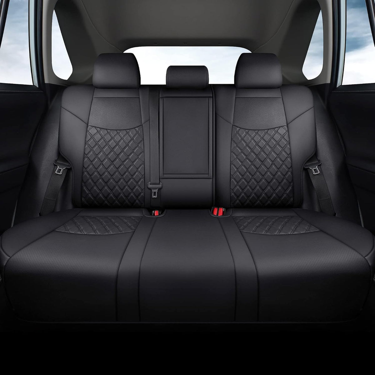 Black Pu Leather Car Seat Covers Full Set S34559