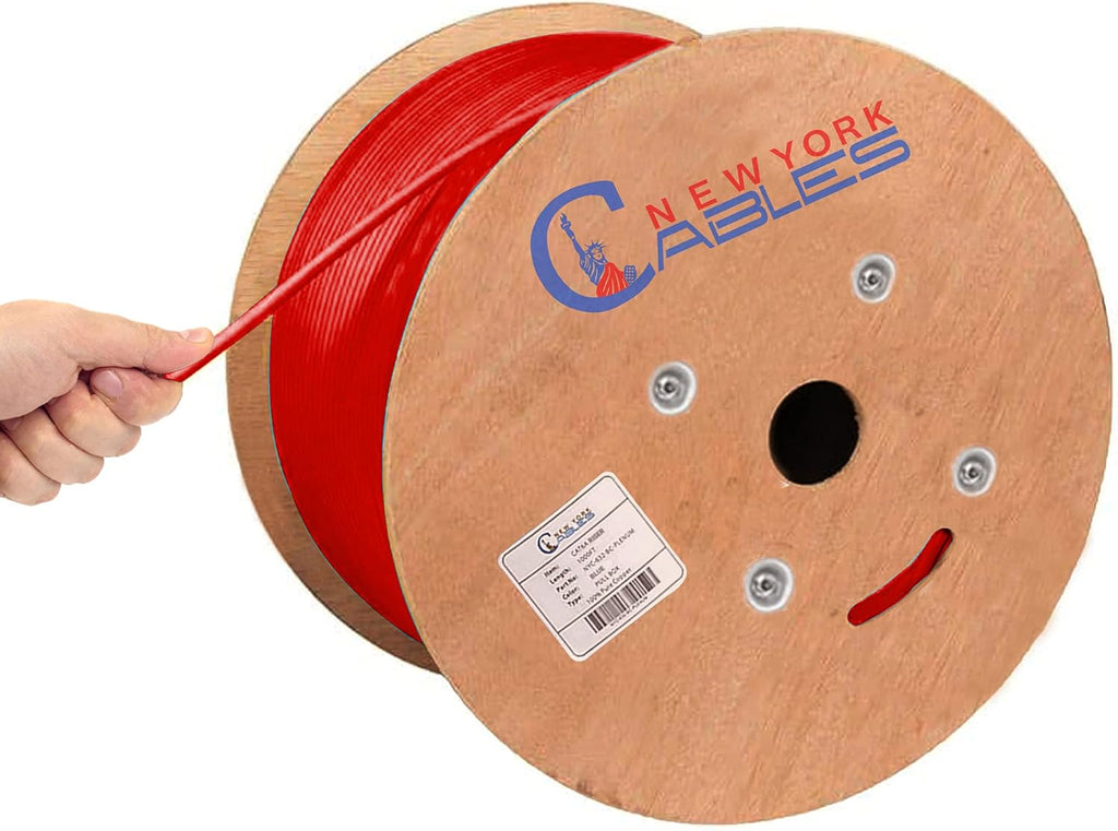 Cat6a Plenum Bulk Ethernet Cable 1000ft Red S743
