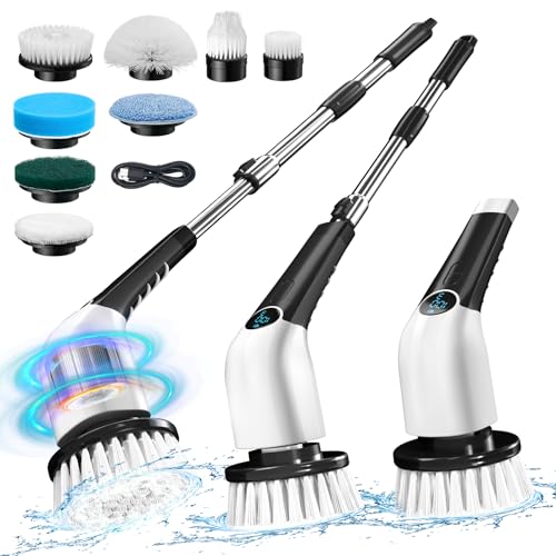Cordless Electric Spin Scrubber with 8 Replaceable Brush Heads F770