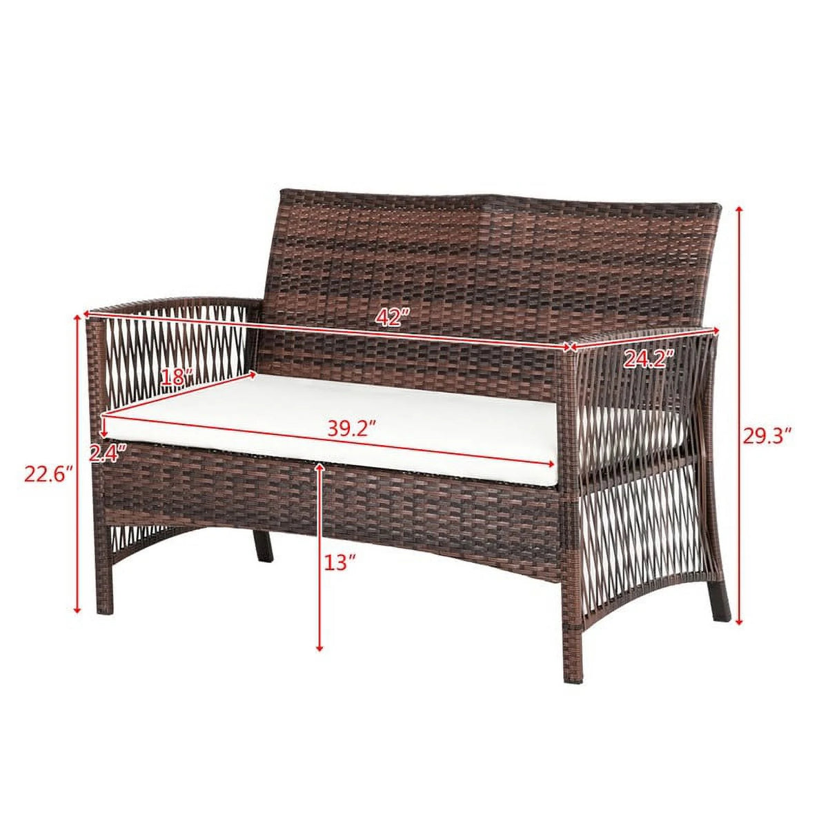 4-Piece Outdoor Patio Furniture Set Brown N254855