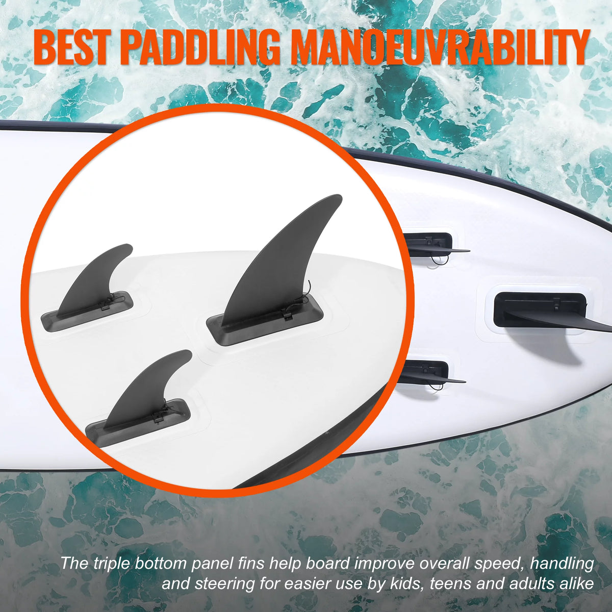 Inflatable Stand Up Paddle Board with Backpack, Non-Slip Deck, Leash, Paddle and Pump (Blue/Teal) V200