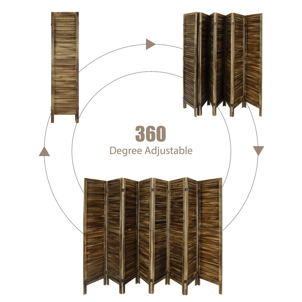 8 Panel Folding Room Divider Privacy Screen 5.6Ft Tall Brown V28880