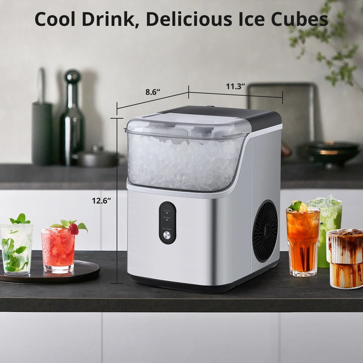 Nugget Ice Maker Countertop Self-Cleaning Stainless Steel J54112