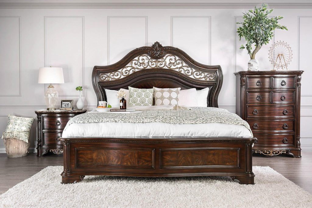 Brown Cherry Solid Wood King Bed D14649