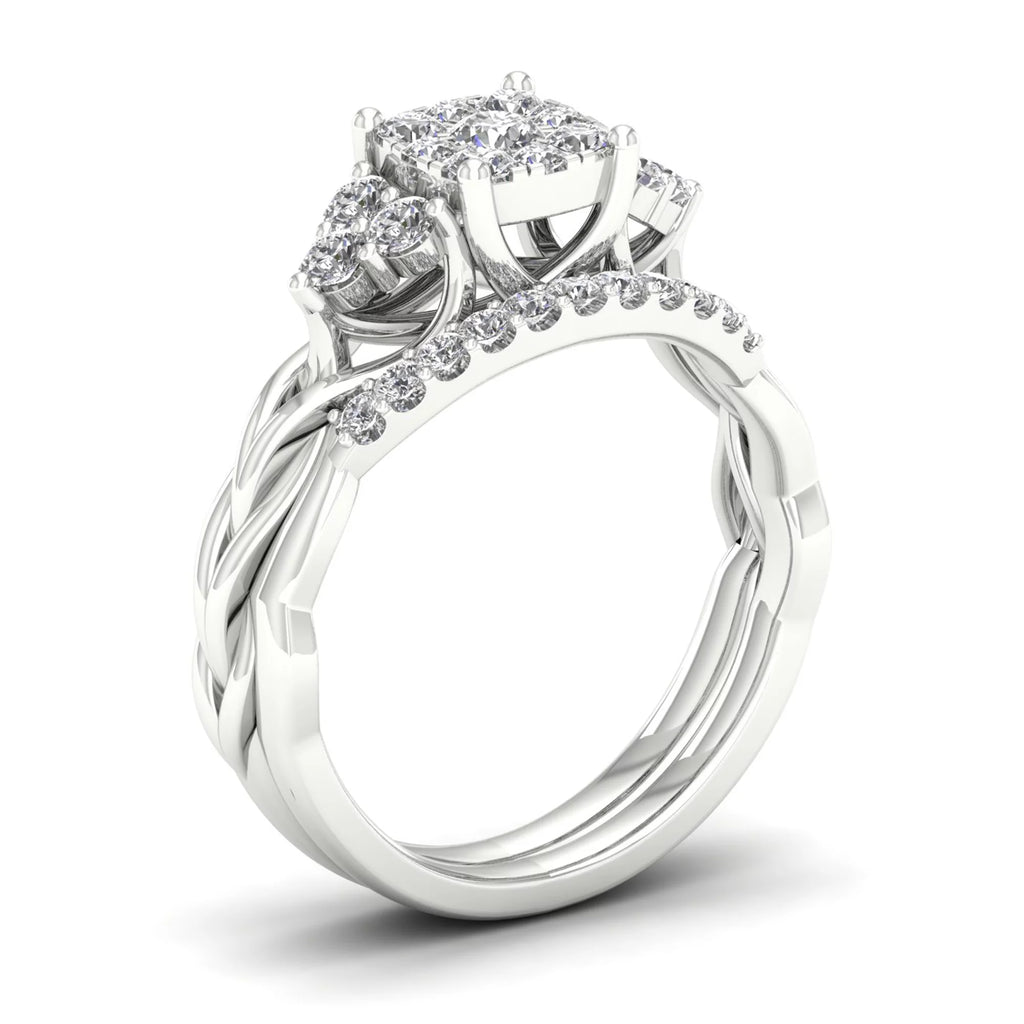 Diamond 10K White Gold Bridal Ring Set J8634