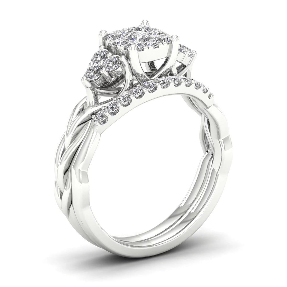 Diamond 10K White Gold Bridal Ring Set J8634